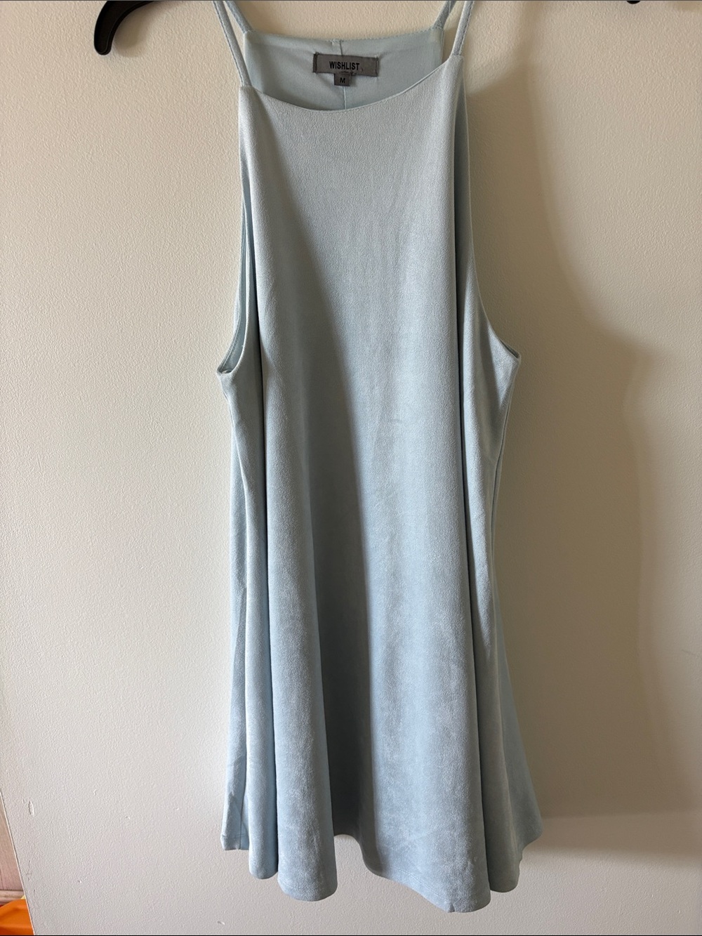 Wishlist Pale Blue Swing Faux Suede Slip Dress